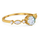 Vintage Style Round Natural Stone Beaded Ring