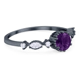 Vintage Style Round Natural Stone Beaded Ring