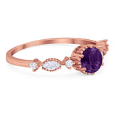 Vintage Style Round Natural Stone Beaded Ring