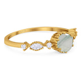 Vintage Style Round Natural Stone Beaded Ring