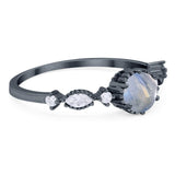 Vintage Style Round Natural Stone Beaded Ring