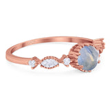 Vintage Style Round Natural Stone Beaded Ring