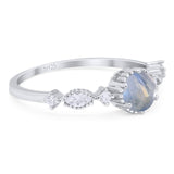 Vintage Style Round Natural Stone Beaded Ring