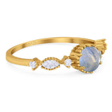 Vintage Style Round Natural Stone Beaded Ring