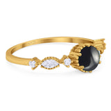 Vintage Style Round Natural Stone Beaded Ring