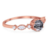 Vintage Style Round Natural Stone Beaded Ring