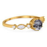 Vintage Style Round Natural Stone Beaded Ring