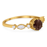 Vintage Style Round Natural Stone Beaded Ring