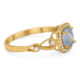 Art Deco Round Natural Stone Ring