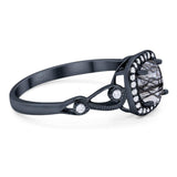 Art Deco Round Natural Stone Ring