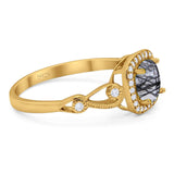 Art Deco Round Natural Stone Ring