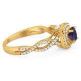 Art Deco Round Natural Stone Twisted Ring