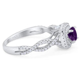 Art Deco Round Natural Stone Twisted Ring