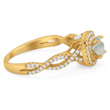 Art Deco Round Natural Stone Twisted Ring