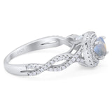 Art Deco Round Natural Stone Twisted Ring