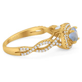 Art Deco Round Natural Stone Twisted Ring