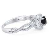 Art Deco Round Natural Stone Twisted Ring