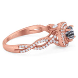 Art Deco Round Natural Stone Twisted Ring