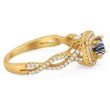 Art Deco Round Natural Stone Twisted Ring