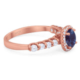 Vintage Style Round Natural Stone Wedding Ring