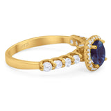 Vintage Style Round Natural Stone Wedding Ring