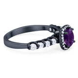 Vintage Style Round Natural Stone Wedding Ring