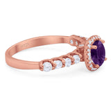 Vintage Style Round Natural Stone Wedding Ring