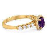 Vintage Style Round Natural Stone Wedding Ring