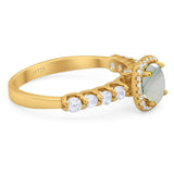 Vintage Style Round Natural Stone Wedding Ring