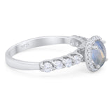 Vintage Style Round Natural Stone Wedding Ring