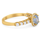 Vintage Style Round Natural Stone Wedding Ring