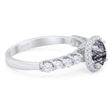 Vintage Style Round Natural Stone Wedding Ring