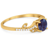 Round Natural Stone Leaf Style Ring