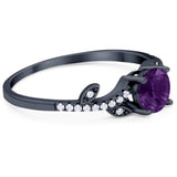 Round Natural Stone Leaf Style Ring