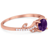 Round Natural Stone Leaf Style Ring