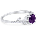 Round Natural Stone Leaf Style Ring