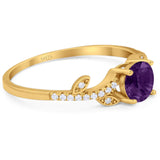 Round Natural Stone Leaf Style Ring