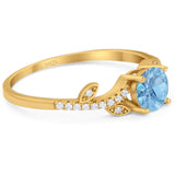 Round Natural Stone Leaf Style Ring