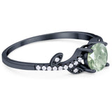 Round Natural Stone Leaf Style Ring