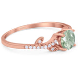 Round Natural Stone Leaf Style Ring