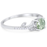 Round Natural Stone Leaf Style Ring