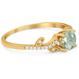 Round Natural Stone Leaf Style Ring