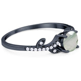 Round Natural Stone Leaf Style Ring