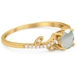 Round Natural Stone Leaf Style Ring