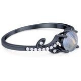 Round Natural Stone Leaf Style Ring