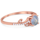 Round Natural Stone Leaf Style Ring