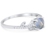 Round Natural Stone Leaf Style Ring