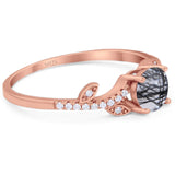 Round Natural Stone Leaf Style Ring