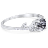 Round Natural Stone Leaf Style Ring