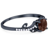 Round Natural Stone Leaf Style Ring